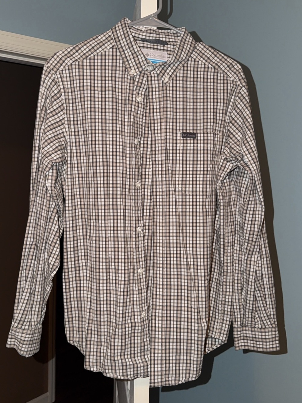 Columbia Men’s Plaid Button-Down Shirt - White & Brown